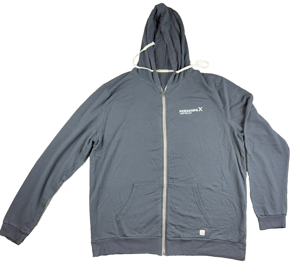 Marine Layer Pershing X BNY Mellon Hoodie Men XXL Gray Full Zip Sweatshirt